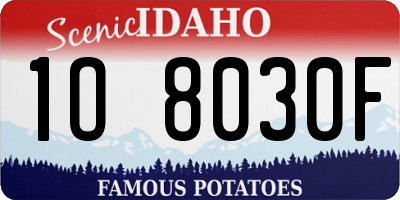 ID license plate 1O8030F