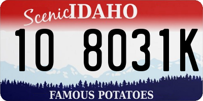 ID license plate 1O8031K