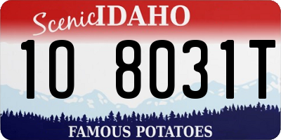 ID license plate 1O8031T