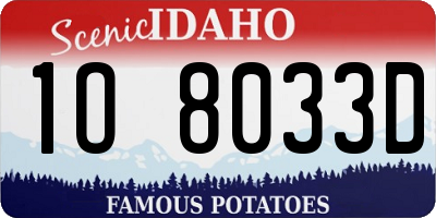 ID license plate 1O8033D