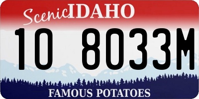 ID license plate 1O8033M