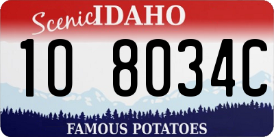 ID license plate 1O8034C