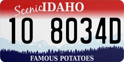 ID license plate 1O8034D