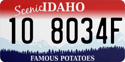 ID license plate 1O8034F