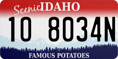 ID license plate 1O8034N