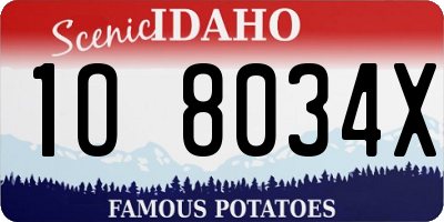ID license plate 1O8034X