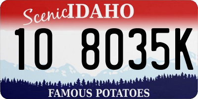 ID license plate 1O8035K