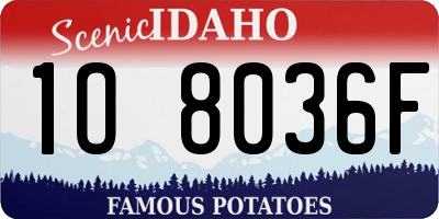 ID license plate 1O8036F