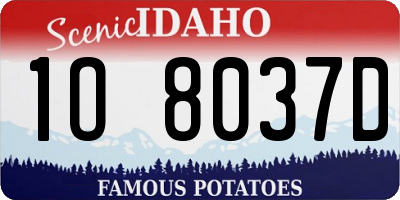 ID license plate 1O8037D