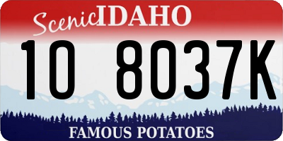 ID license plate 1O8037K