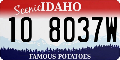 ID license plate 1O8037W