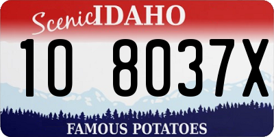 ID license plate 1O8037X