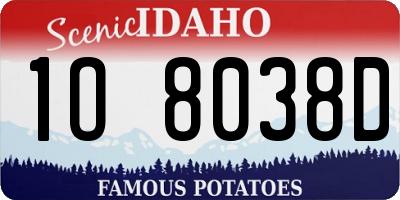 ID license plate 1O8038D