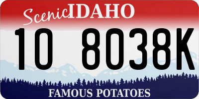 ID license plate 1O8038K