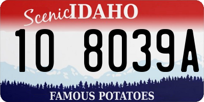 ID license plate 1O8039A