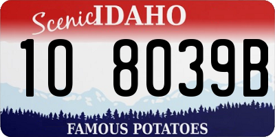 ID license plate 1O8039B