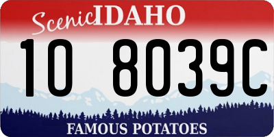 ID license plate 1O8039C