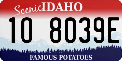 ID license plate 1O8039E