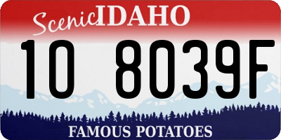 ID license plate 1O8039F