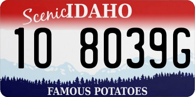 ID license plate 1O8039G