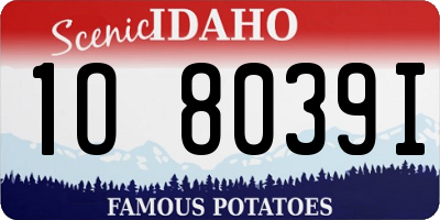 ID license plate 1O8039I