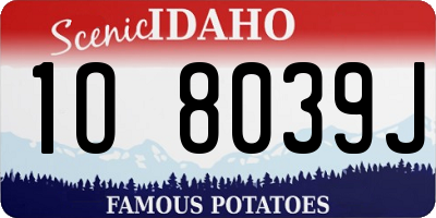 ID license plate 1O8039J
