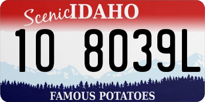 ID license plate 1O8039L