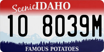 ID license plate 1O8039M