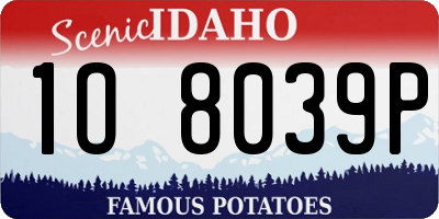ID license plate 1O8039P