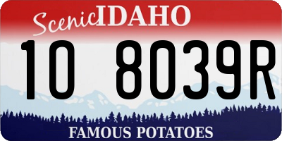 ID license plate 1O8039R