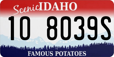ID license plate 1O8039S