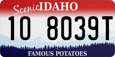ID license plate 1O8039T