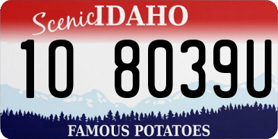 ID license plate 1O8039U