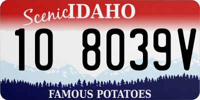 ID license plate 1O8039V