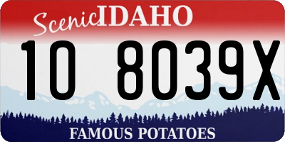 ID license plate 1O8039X