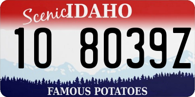 ID license plate 1O8039Z