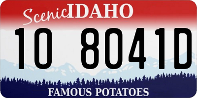 ID license plate 1O8041D