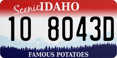ID license plate 1O8043D
