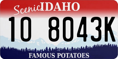 ID license plate 1O8043K