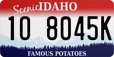 ID license plate 1O8045K