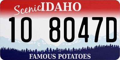 ID license plate 1O8047D