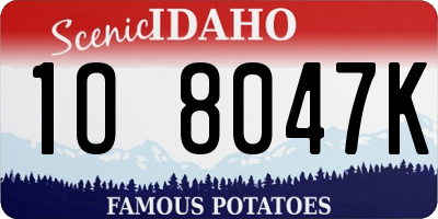 ID license plate 1O8047K