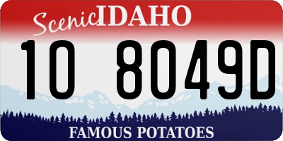 ID license plate 1O8049D