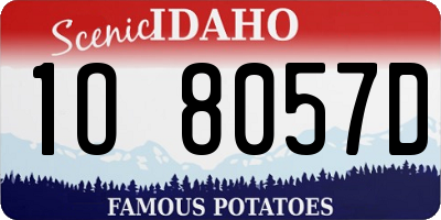 ID license plate 1O8057D