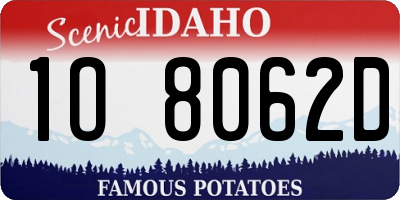 ID license plate 1O8062D