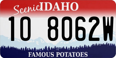 ID license plate 1O8062W