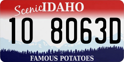 ID license plate 1O8063D