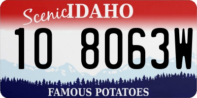 ID license plate 1O8063W
