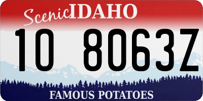 ID license plate 1O8063Z