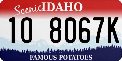 ID license plate 1O8067K